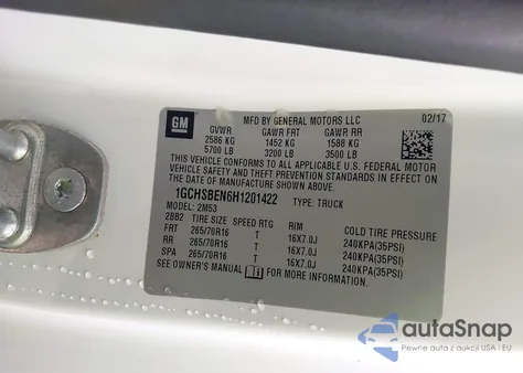 2017 Chevrolet Colorado Wt из США, поврежденный, VIN 1GCHSBEN6H1201422